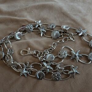 Silver Starfish and Shell Charm Necklace